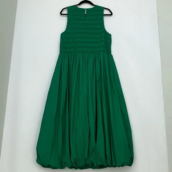Madewell Melody Bubble Hem Smocked Midi Dress in Verdant Green Poplin |XL| NWT - Picture 3 of 15